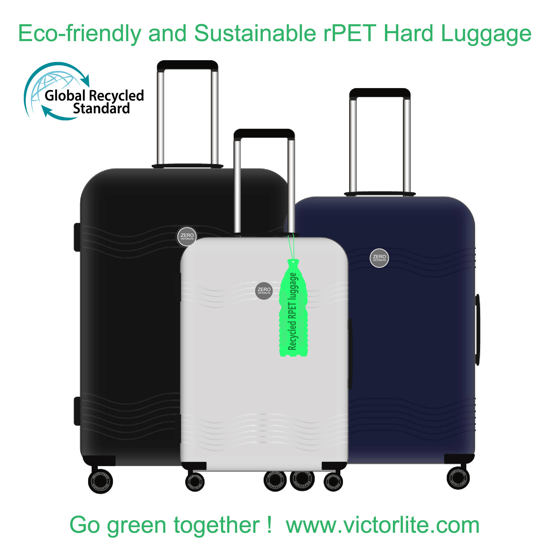 Victorlite rpet suitcase,rpet suitcase set,rPET luggage,rpet luggage set,rPET Hardcase Trolley,rPET hardcase koffer,rPET koffer trolley,r-pet luggage,r-pet suitcase,rpet hardside suitcase,rpet hardside luggage